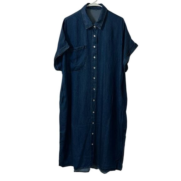 Women’s Denim Midi Button Down Blue Dress(Size 2XL) - Picture 3 of 7